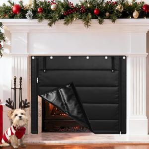 Fireplace Cover, Indoor Fireplace Blanket with Hook & Loop Tapes, Fireplace Draft Cover Stops Heat Loss, Fire Place Draft Stopper Cold Air Blocker Save Energy 39"x32" Black