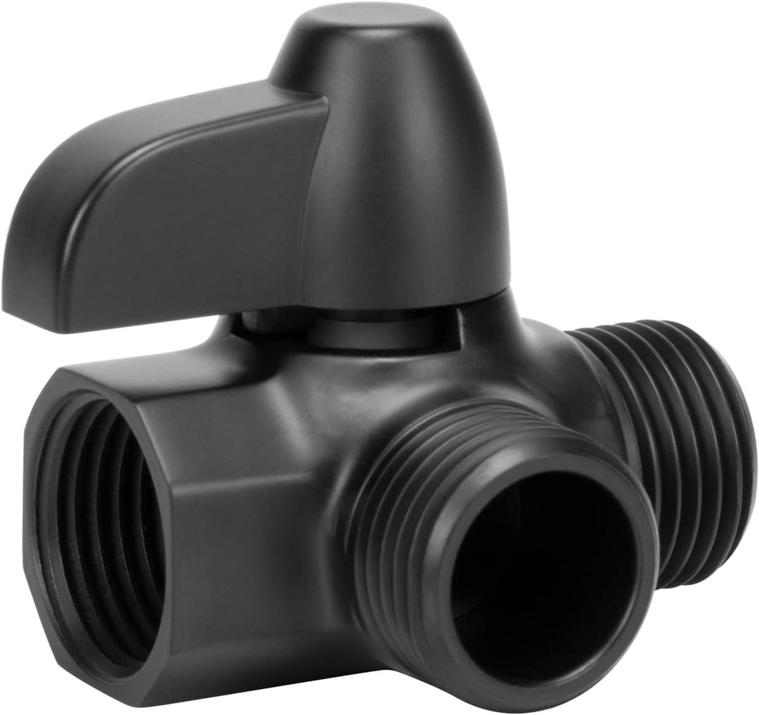 NearMoon Solid Brass G1/2" Shower Arm, 3-Way Diverter Valve for Handheld and Fixed Spray Head, Bathroom Component for Showerhead Combo T-Adapter (Fixed Nut, Matte Black)