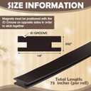 Wonderjune 75 Inch Shower Door Magnetic Strip Replacement Flexible Magnetic Strip Insert for Framed Semi Framed Swinging Glass Shower Doors, Black(2 Rolls)