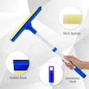 4 x 15.9" Window Squeegee for Car,2 in 1 Squeegee Window Cleaner with Long Stainless Steel Handle,Sponge Car Window Squeegee for Gas Station, Glass,Shower (Iron Pole)