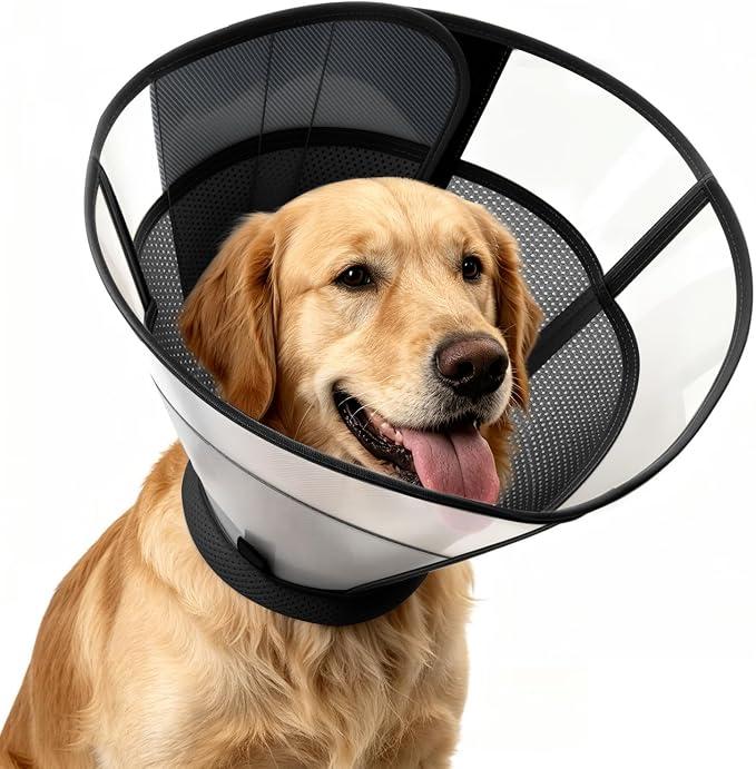 Dog Cone to Stop Licking, Soft Dog Cone Collar Alternative After Surgery
Adjustable Transparent Recovery Collar, For Large Medium Dogs, Breathable Elizabethan E-Collar, Black, L