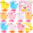 SevenQ Wind Up Toys for Kids Easter Basket Stuffers, 9Pcs Hopping Bunny Toys and Plush Chicks Jumping Small Fidget Toys for Easter Egg Fillers Goodie Bags Treasure Chest Party Favors Gifts