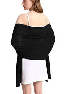 Yetoun Elegant Shawls and Wraps for Evening Dresses Chiffon Scarf Pashmina Wraps for Women Wedding Scarves(Black, 79inch×19inch)