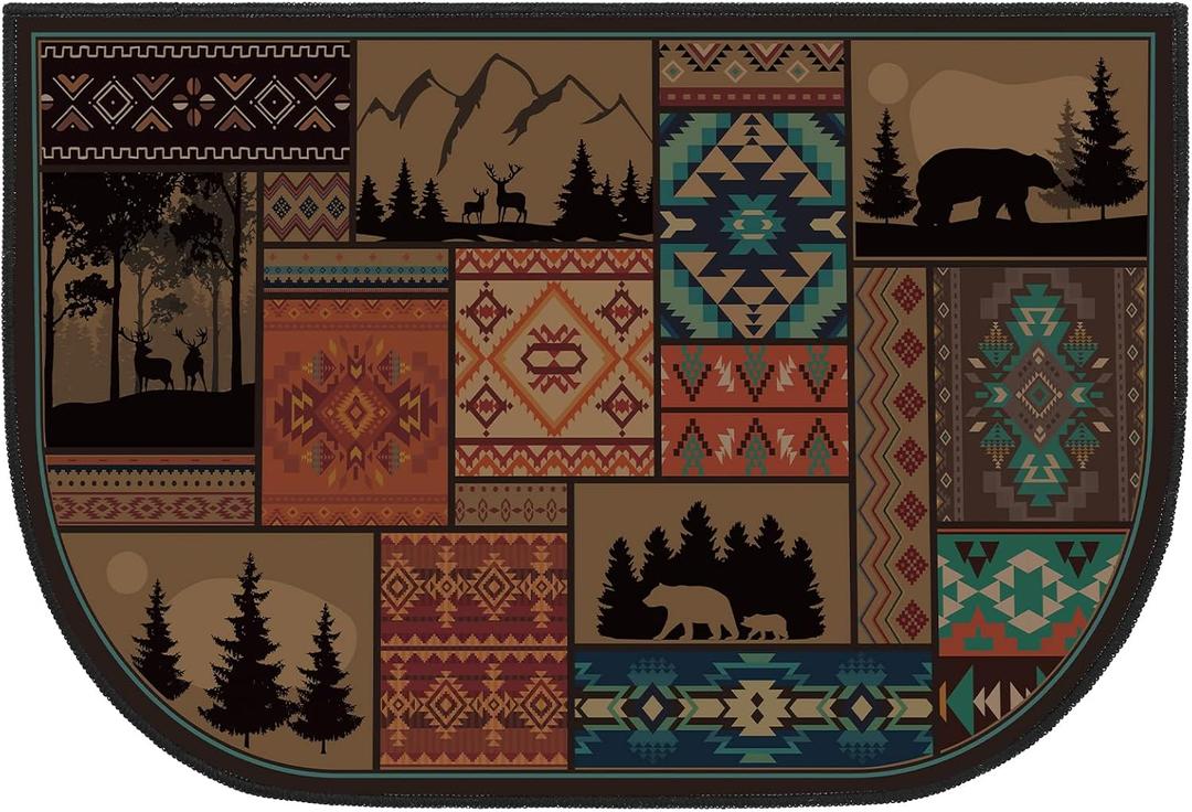 Demissle Fireplace Hearth Rug Fireplace Mats Cabin Southwestern Fireproof Fire Resistant Rug for Wood Stove Floor for Kitchen Indoor Outdoor(Classic,24 x 36 Inch)