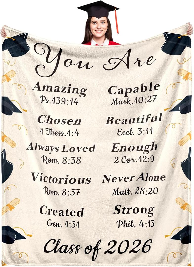 2026 Graduation Gifts for Her Him, 2026 Graduation Throw Blankets, Class of 2026 Gifts Bulk, Senior 2026 Gift, 2026 Grad-uation Decoration, Best Gift for High School Senior, Soft Throw Blanket 60"*80"
