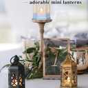 12-Pack Mini Lanterns for Ramadan, Small Decorative Lanterns with Flickering LED Candles for Wedding & Festivals, Hanging Moroccan Lantern for Table Centerpiece, Baby Shower Decor, Bronze