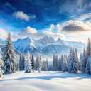 LYWYGG 8x6ft Winter Backdrop Winter Forest Photography Backdrop Wonderland Snow Forest Scene Background cp-712