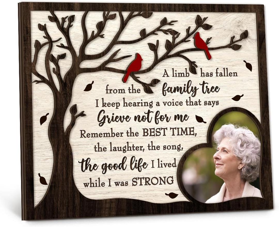 Memorial Gifts for Loss of Loved One – Cardinal Sympathy Picture Frame, Bereavement Gift for Loss of Mom Dad Grandma Grandpa, Family Tree Memorial Photo Frame, Funeral Remembrance Keepsake Decor