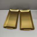 TIMCORR 2Pcs Food Serving Tray Set,12.6" 304 Stainless Steel Gold-Plated Rectangular Serving Platters with Slightly Raised Edges,Mirror Finish,Ideal for Desserts,Snacks,and Party Catering