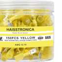 haisstronica 150PCS Yellow Heat Shrink Male Spade Connectors,AWG 12-10 Heat Shrink Male Spade Terminlas Kit,Speaker Wire Connector, Electrical Quick Disconnect Wire Connectors
