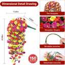 Artificial Hanging Flowers for Outdoors, 2 PCS 300 Blooms UV Resistant Morning Glory Faux Silk Vines, No-Odor Realistic Fake Plants for Garden Planter Porch Patio Decoration, Purple & Yellow & Red