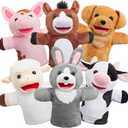 JOYIN 6Pcs Kids Hand Puppet Set with Working Mouth, Toddler Animal Plush Toy Includes Pig, Sheep, Dairy Cow, Dog, Goat, and Horse for Show Theater, Birthday Gifts, Easter Basket Stuffers