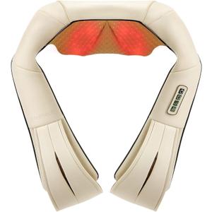 Nekteck Shiatsu Neck Massager with Heat for Pain Relief Deep Tissue, 2026 Upgraded 3D Back Shoulder Kneading Massage Pillow, Relaxation Gifts for Him Her Men Women, Beige (NOT Cordless)