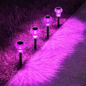 Halloween Solar Pathway Lights Outdoor 4 Pack, Purple LED Driveway Light Solar Powered, Garden Decor, Mushroom Solar Lights Outdoor Waterproof for Outside Yard, Sidewalk, Lawn, Patio, Landscape