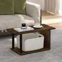 Furinno Basic Coffee Table, 2-Tier Modern Coffee Table with Open Shelf, Easy Assembly Side Table, for Living Room, Bedroom, Home Office, Amber Oak