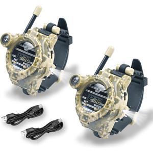 cxjoigxi Walkie Talkies for Kids Rechargeable, Spy Watch Army Toys, 7 in 1 Walkie Talkie Watches with Flashlight, Two-Way Radios Long Range Interphone Toy Gifts for Boys Girls fit Outdoor Game Camping