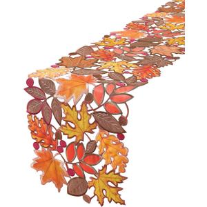 Fall Decorations for Home Fall Table Runner 36 Inches Long with Embroidered Maple Leaf. Thanksgiving Decorations for Dining Room Kitchen Table Seasonal Holiday Harvest Party Decor