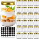 STARSIDE 24 Pack 8oz Glass Mason jars With Regular Mouth Lids, 250 ml Perfect Containers for Jam, Honey, Candies,Wedding Favors, Decorations, Included 1 Pens and 80 Labels.