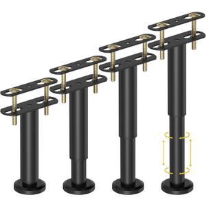 4 Pcs Adjustable Height Bed Support Legs 5.9-10.5 inch, Bed Frame Center Support Legs for Bed Frame/Bed Center Slat/Furniture,Heavy Duty Metal Bed Replacement Legs Bed Slats Support Legs