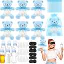 6 Set Bottle Chug Baby Shower Games Blue Bear Blindfolded Diaper Changing Games Kits Plastic Bottles Disposable Diapers Blindfold Eye Masks Bear Baby Shower Party Guest Gifts