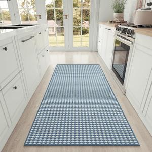 YDKGL Large Kitchen Runner Rugs Long Kitchen Mat Non Slip Washable, Super Absorbent Soft Chenille Braided Kitchen Mats for Floor, Rubber Backing Kitchen Sink Standing Mat, Easy Clean, Blue 36"x71"