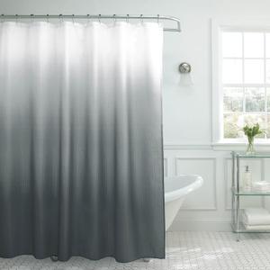 Creative Home Ideas Waffle Weave Shower Curtain Set, 70" x 72", Dark Grey Ombre 13 Piece (70"W x 72"L (Pack of 1), Dark Grey Ombre)