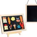 Maitys Black Souvenir Magnetic Board with Stand, 12 x 8 Inches Metal Magnet Display Bulletin Board for Wall Tabletop, Souvenir Easel Stand for Home Office