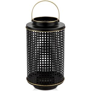 Flower Vase Rustic Metal Vase, 15.4" Tall Black Lantern Vase for Farmhouse Home Dcor Artificial Flowers and Centerpieces (12.2")