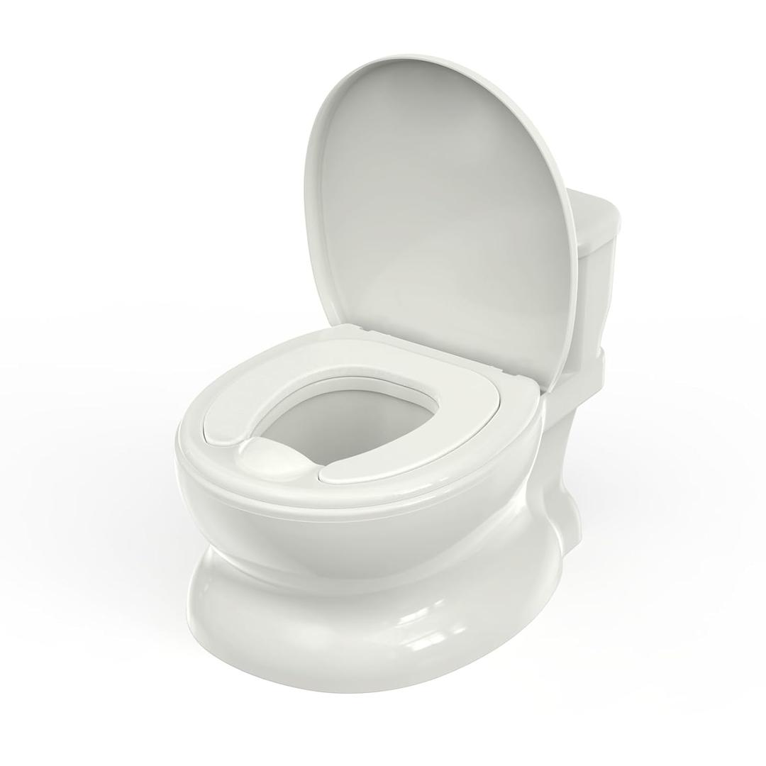 Realistic Potty Training Toilet - Flushing Sounds, Wipes Storage, Disposable Liners, Easy to Clean for Toddler Boys and Girls, White