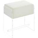 XOHYW Vanity Stool Chair, Soft Ottoman with Clear Acrylic Legs, Modern Padded Seat Footstool for Entryway, Hallways, Bedrooms and Living Room (White)