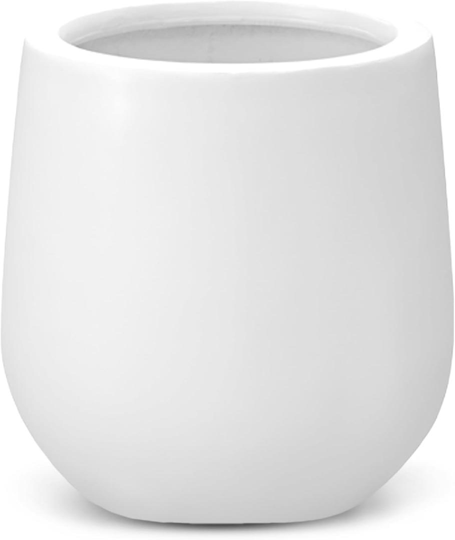 Sereno Fiberstone Tapered Planter, Matte Finishes (L, White), 19.7"D x 21.7"H