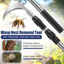 Gisafai Wasp Nest Removal Tool with Telescopic Stainless Steel Pole, Heavy Duty Iron Scraper, 118 Inch Extension for Bee Nest Cleaning, Outdoor Control Accessories