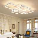Shine LUEST Modern LED Ceiling Lights for Bedroom Dimmable Modern 6 Ring Square Ceiling Lights for Living Room with Remote Control White Bedroom Ceiling Lamp Fixtures for Kitchen, Bathroom, Balcony