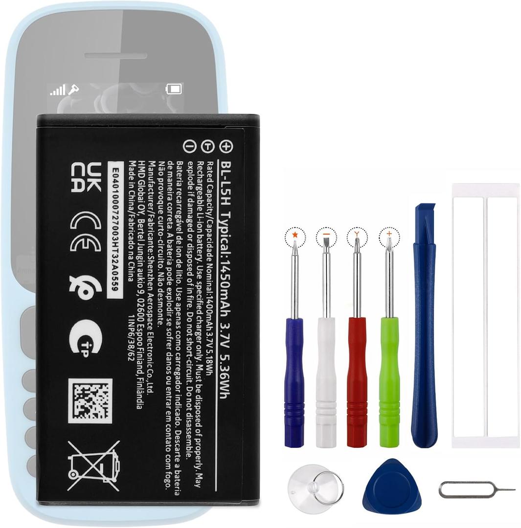 New BL-L5H Replacement Battery for Nokia 105 110 105 (2023) with Technical Toolkit