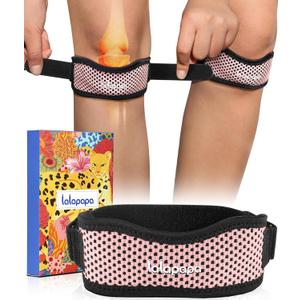 Knee Brace - 2Pack Adjustable Compression Brace with V-shaped Support Strip for Men Women Patella Band for Meniscus Injury Arthritis Pain Joint Support Strap for Workout, Pink