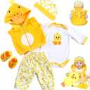 Reborn Baby Dolls Clothes 22 inch Outfit Accessories Yellow Duck 5pcs Set for 20-22 Inch Reborn Doll Newborn Girl&Boy