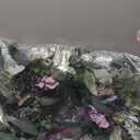 Winter Wreath for Front Door, 24 Inch Christmas Snow Covered Artificial Door Wreath with Purple Peonies, Green Leaves, Pine Cones and Berries, Winter Decor for Indoor or Outdoor