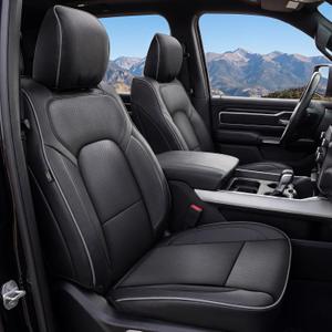 Umbrauto Car Seat Covers for Dodge Ram 2 Pcs Front, Waterproof Nappa Leather Seat Cover for 2009-2025 Ram 1500, 2010-2025 Ram 2500 3500 Crew Mega Cab