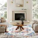 Washable 6x9Area Rugs, Rugs for Living Room, Low-Pile Water&Stain Resistant Carpet Vintage Distressed Printed Non-Slip Carpet for Bedroom Bathroom Kitchen-Blue