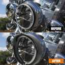 SUNPIE 7" Headlight Visor Trim Ring Motorcycle Headlamp Frenched Rings Decorate Accessories Compatible with Harley Trike Road King Touring Electra Glide Heritage(Gloss Black)