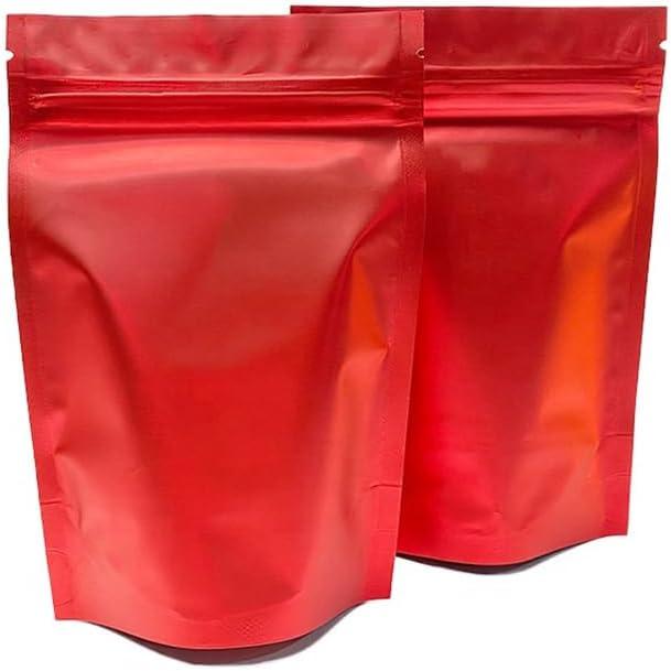 100 Pack Stand up Bags, Resealable Bags, Smell Proof Bags for Sealing Storage, Scratch Resistant Hand Storage Bags. (Red, 4.77.9 inch)