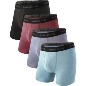 BAMBOO COOL Men's Ultra Breathable Underwear,No Riding Up Boxer Briefs with ComfortFlexible Waistband,Multipack (Medium, 01-multicolor (4 Pack))