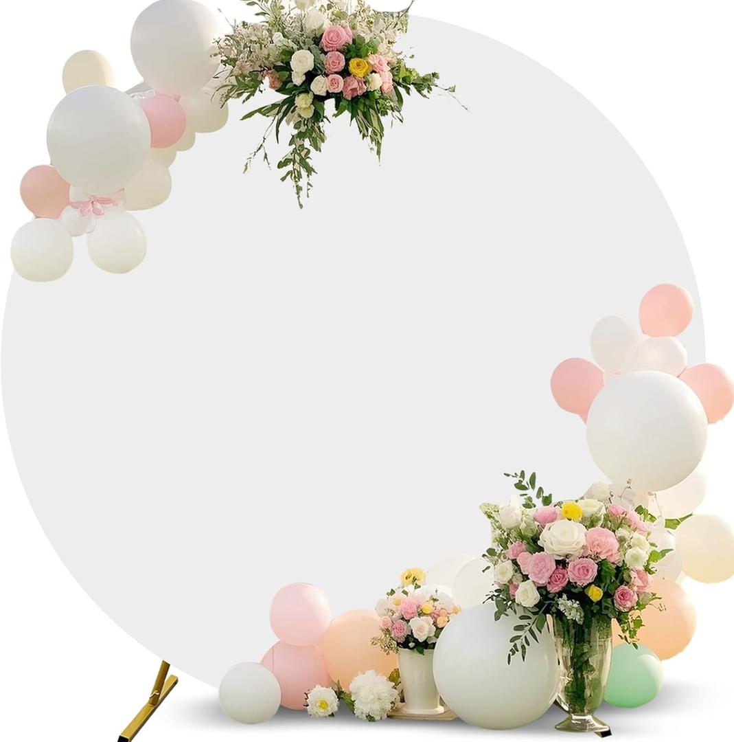Antizz 6.6 ft Arch Backdrop CoverRound White Balloon Arch Covers Spandex Fitted, Circle Wedding Arch Cover for Ceremony Birthday Party Anniversary Bridal Baby Shower Decoration(Only Cover) (6.6FT)