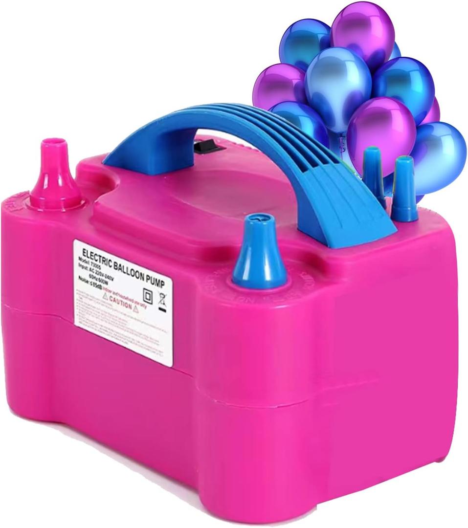 Electric Air Balloon Pump,Portable Dual Nozzle Electric Balloon Inflator/Blower for Rose Red 220V-240V 600W Balloon Blower Pump for Party Decoration, Faster and Save Time