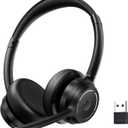 (2025 Upgraded) Wireless Headset with Mic for Work, Bluetooth Headset with Noise Canceling Microphone, Wireless Headphones with Mic and USB Dongle and Mute, Fit for Computer/PC/Teams (Black)