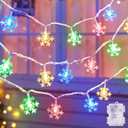 Brightown Snowflakes Multicolor LED Christmas Lights, 34 Ft, 8 Modes, Waterproof & Shatterproof for Outdoor Xmas Decor (1 Pack)
