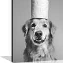 Dog Bathroom Wall Art Dog Toilet Painting Black and White Animal Bathroom Canvas Wall Art Funny Pet Animal Toilet Paper Poster Pictures for Bath Restroom Wall Framed 8X10 inch