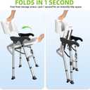 3-in-1 Shower Chair for Seniors, Foldable Bedside Commode, Height Adjustable Raised Toilet Seat with Removable Bucket, Padded Arms & Back Support for Elderly, Adults, 400 lbs Capacity (White)