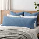 100% Cotton Waffle Weave Body Pillowcase, 1 Pack 20x54 Decorative Body Pillow Cover for Bed Couch Sofa, Neutral Coastal Long Cushion Sham Modern Farmhouse Home Decor, Blue
