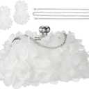 Women Evening Bag Floral Clutch Purse Flower Dangle Earrings Set with 2 Detachable Chain for Wedding, Party, Prom